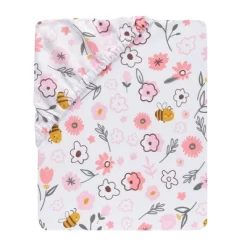 Lambs & Ivy Little Garden 100% Cotton Pink Floral Fitted Crib/Toddler Sheet -Lambs & Ivy GUEST ca4ff952 ae50 4cfe b3eb 14541560f63f