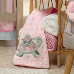 Lambs & Ivy Sea Dreams Cozy Pink Fleece Turtle Applique Baby Blanket -Lambs & Ivy GUEST ccdcee9c 8edc 44d6 9aec a80f78f12da2