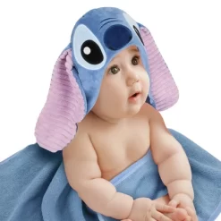Lambs & Ivy Disney Stitch Luxury Blue Cotton Terry Hooded Baby Bath Towel -Lambs & Ivy GUEST ce5bb59d cebb 434a 9e92 89a8b9b08f24