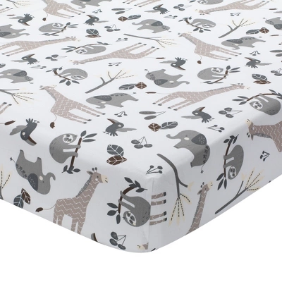 Lambs & Ivy Baby Jungle Animals 4-Piece Gray/White/Taupe Crib Bedding Set 3 Lambs & Ivy Baby Jungle Animals 4-Piece Gray/White/Taupe Crib Bedding Set - Image 3