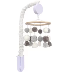 Lambs & Ivy Signature Pom Pom Musical Baby Crib Mobile - White/Gray -Lambs & Ivy GUEST d2609a00 fc3c 4769 9f3f eb307626d54f