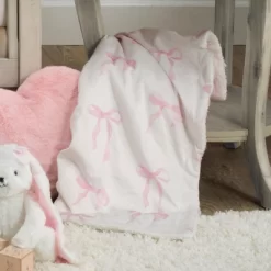 Lambs & Ivy Coquette Floral Pink Bows Aesthetic Warm Fleece Baby Blanket -Lambs & Ivy GUEST d561ce12 41a9 4ed6 8daf 9f06d1123bd8