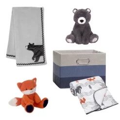 Lambs & Ivy Blue 5-Piece Baby Gift Basket For Baby Shower/Newborn Welcome Home