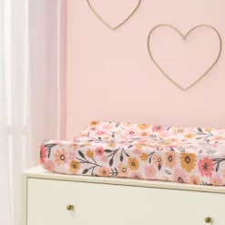 Lambs & Ivy Little Garden Ultra-Soft Pink Minky Floral Baby Changing Pad Cover -Lambs & Ivy GUEST deafbc6c 5123 4904 91aa 248892768b97