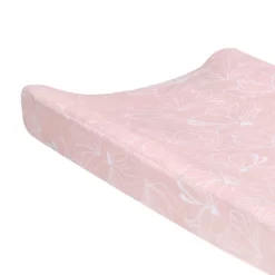 Lambs & Ivy Petals Soft Pink/White Floral Outline Baby Changing Pad Cover