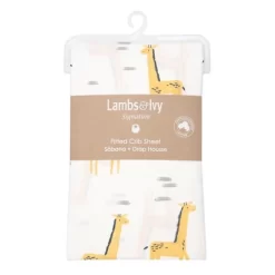 Lambs & Ivy Signature Giraffe Organic Cotton Fitted Crib Sheet - White/Yellow -Lambs & Ivy GUEST e3974845 2943 4645 99b8 66fc804356d6