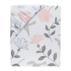 Lambs & Ivy Petals White/Pink/Gray Floral 100% Cotton Fitted Crib/Toddler Sheet -Lambs & Ivy GUEST e578ffcd f3b5 4638 83c0 6662a95fa023
