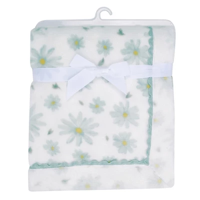 Lambs & Ivy Sweet Daisy White/Blue Floral Soft Luxury Fleece Baby Blanket 4 Lambs & Ivy Sweet Daisy White/Blue Floral Soft Luxury Fleece Baby Blanket - Image 4