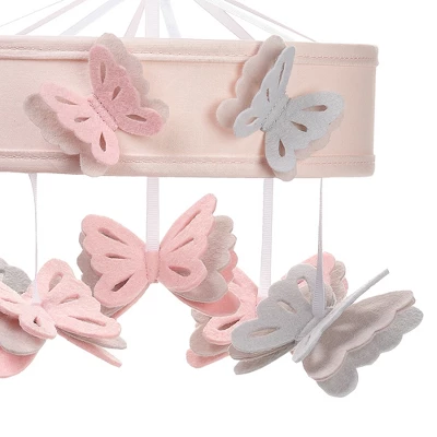 Lambs & Ivy Baby Blooms Pink Butterfly Musical Baby Crib Mobile Soother Toy 2 Lambs & Ivy Baby Blooms Pink Butterfly Musical Baby Crib Mobile Soother Toy - Image 2