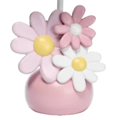 Lambs & Ivy Daisy Dreams Hand-Painted Pink Floral Lamp With Shade And LED Bulb (Includes LED Light Bulb)
