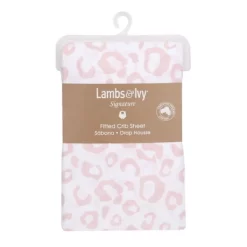 Lambs & Ivy Signature Pink/White Leopard Organic Cotton Fitted Crib Sheet -Lambs & Ivy GUEST f8108790 a437 498e 965f c2029ca4cdd1